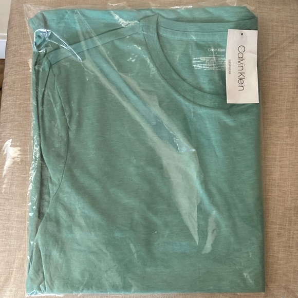 Calvin Klein Men’s Slub Jersey Logo Sleepwear Tee Beryl Green T-Shirt - Picture 7 of 15